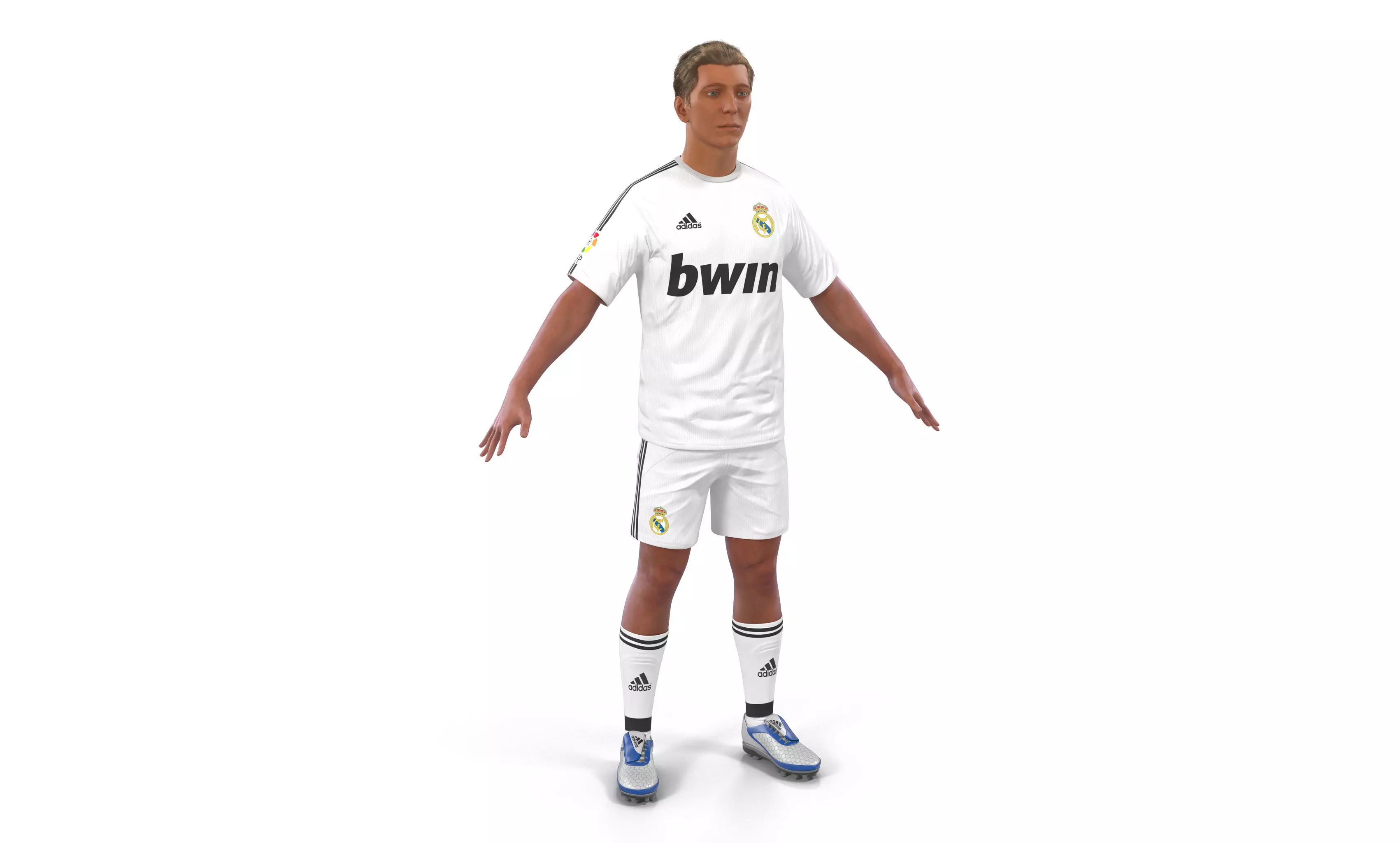 Soccer Player Real Madrid with Hair 3D model_0