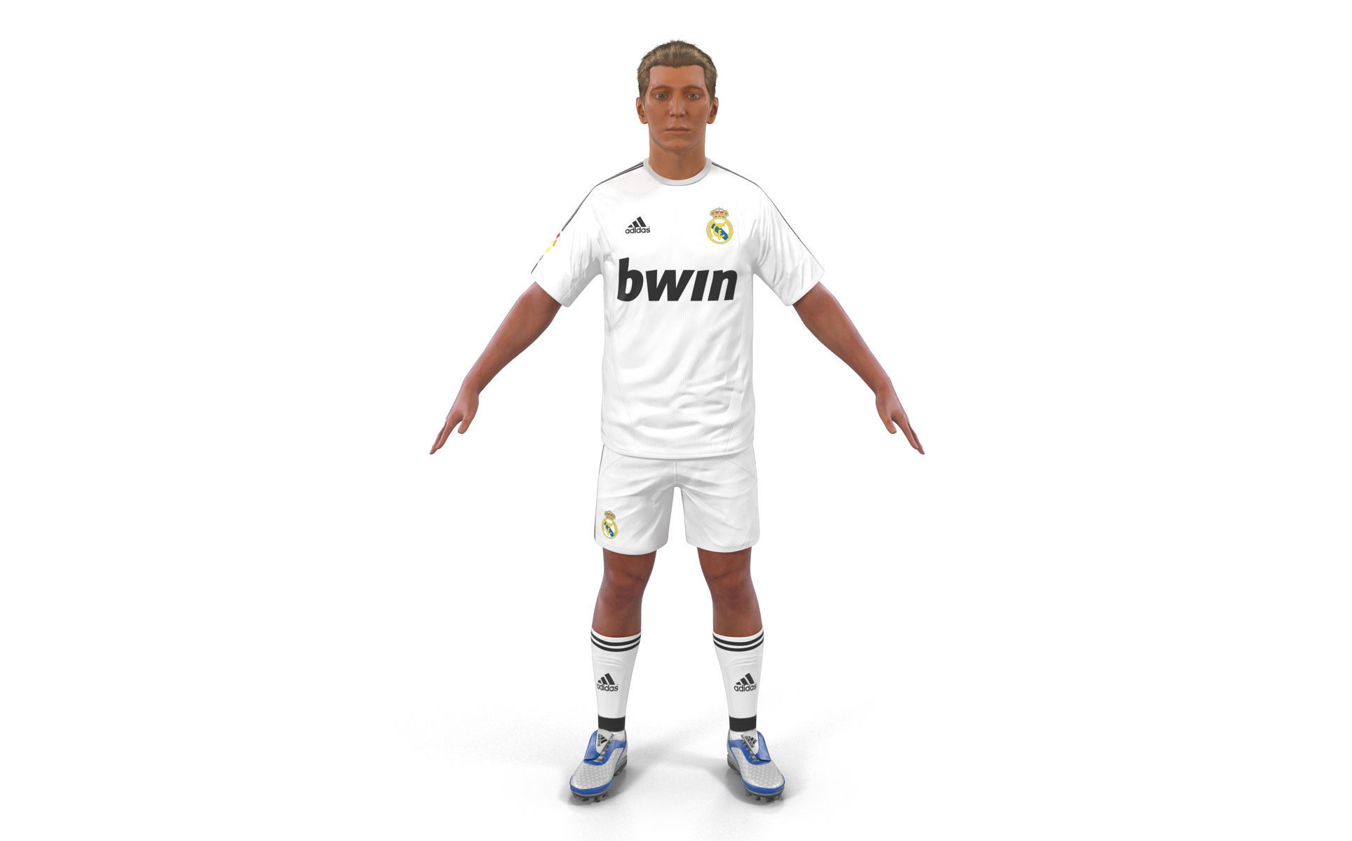 Soccer Player Real Madrid with Hair 3D model_1