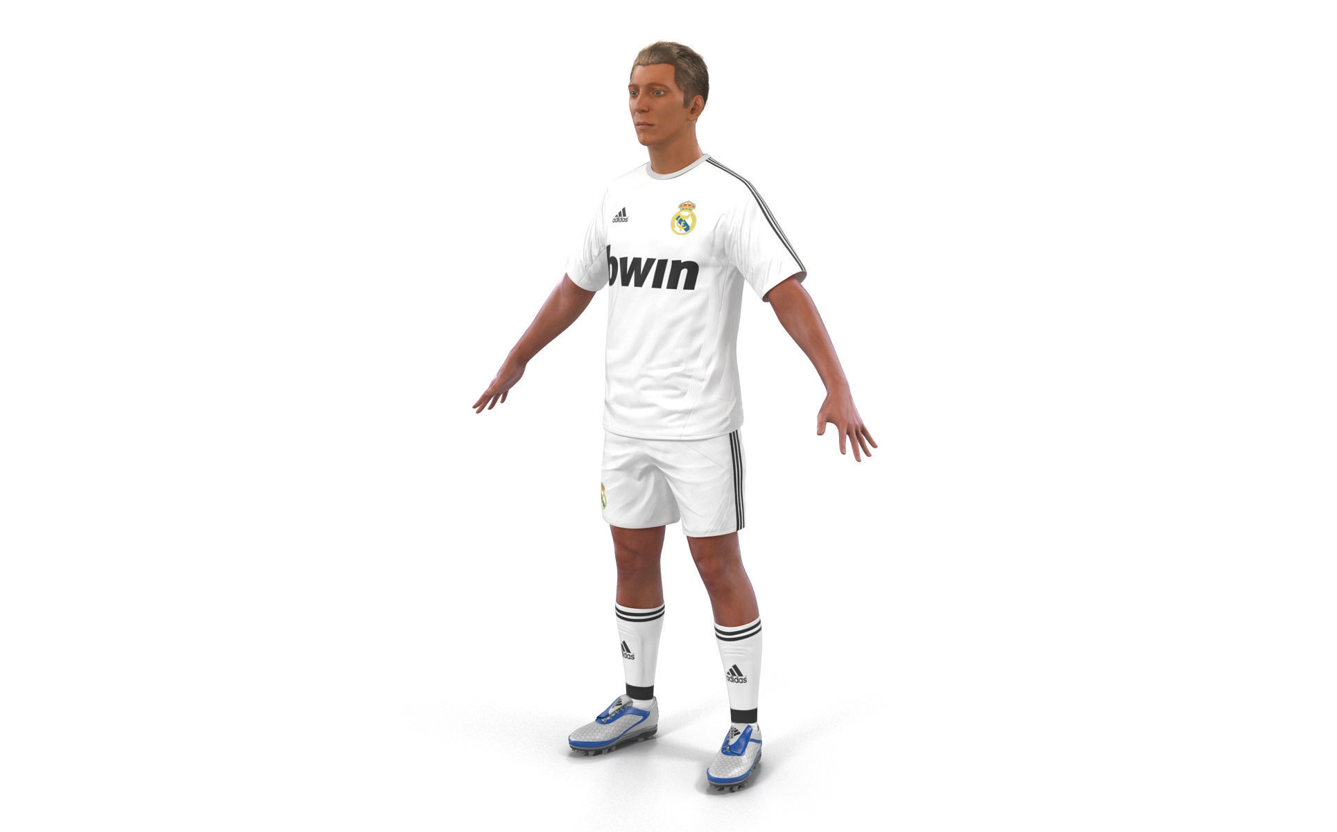 Soccer Player Real Madrid with Hair 3D model_7