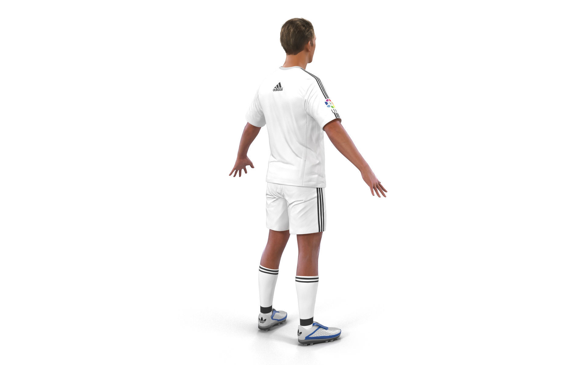 Soccer Player Real Madrid with Hair 3D model_3
