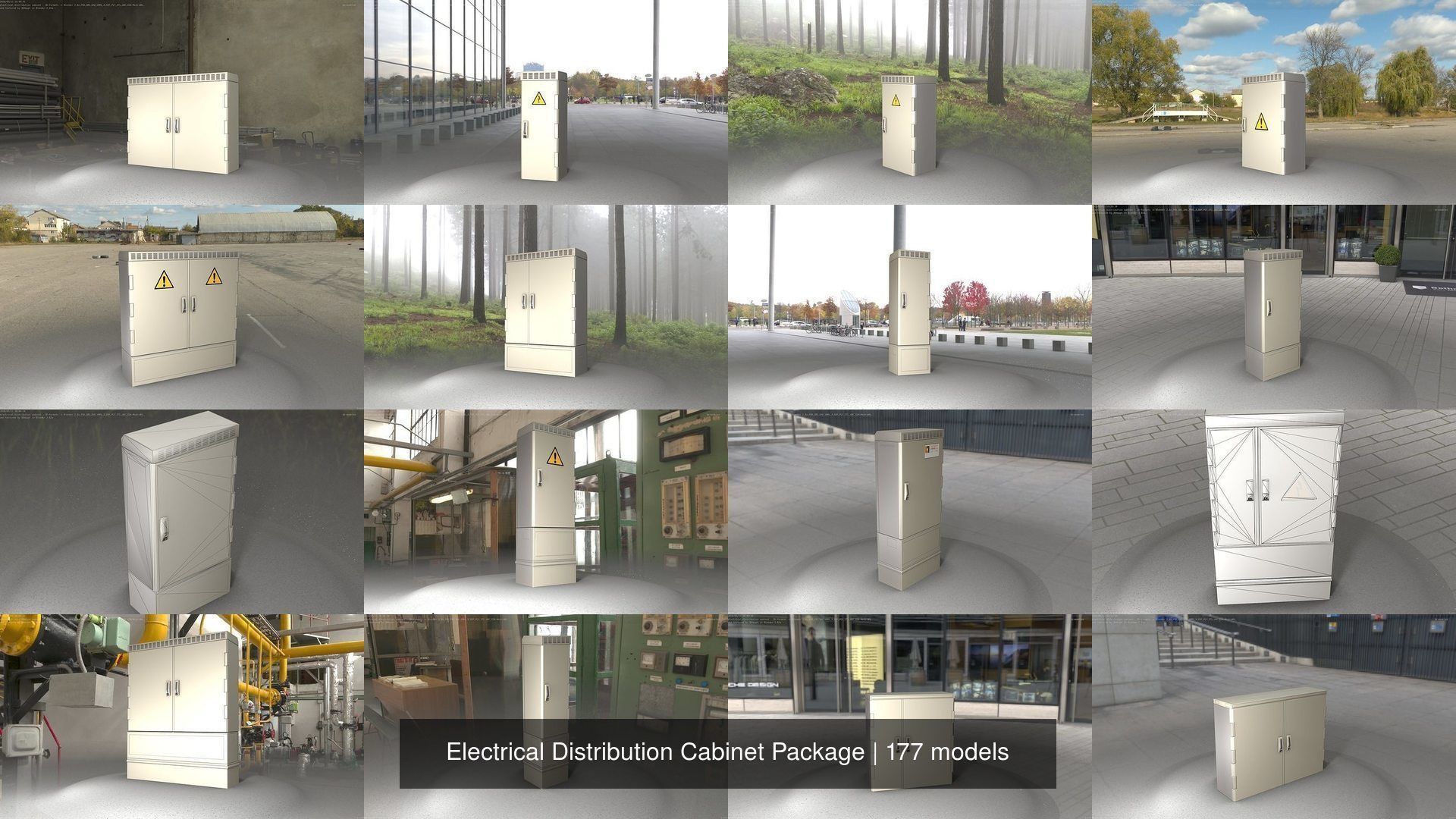 Electrical Distribution Cabinet Package 177 Parts 3D Model Collection_2