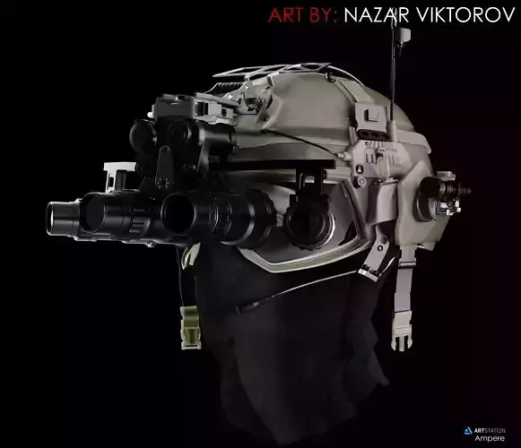 Military helmet with night vision device 3D model