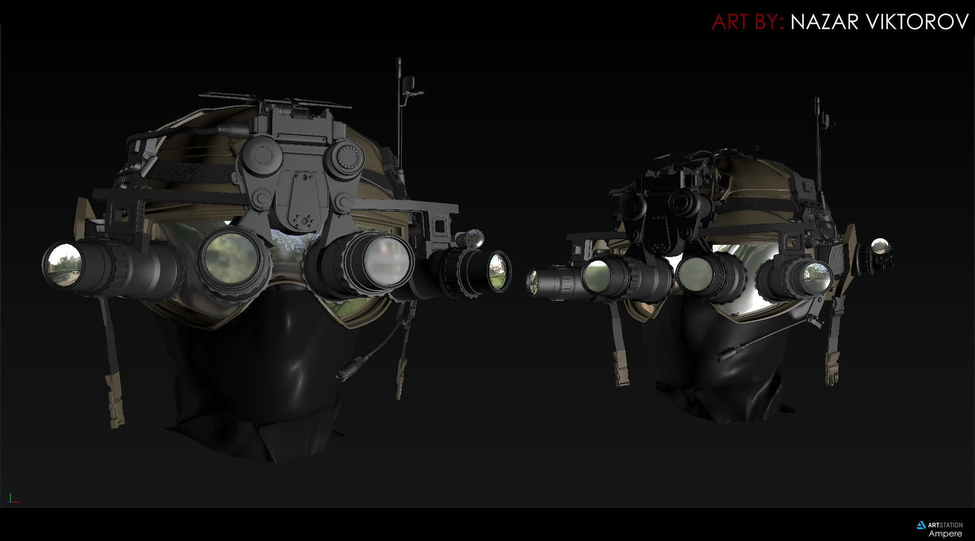 Military helmet with night vision device 3D model_9