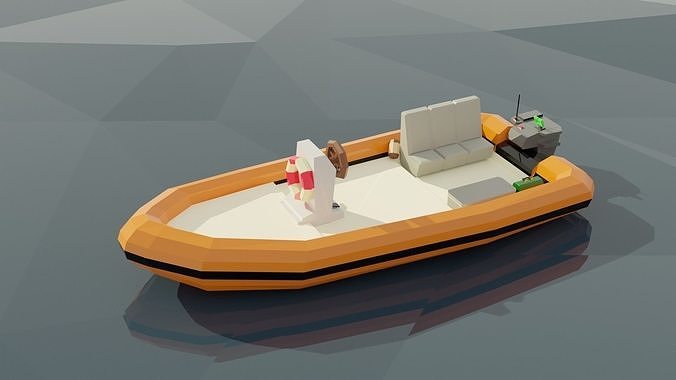 Low Poly Boat with seat Low-poly 3D model