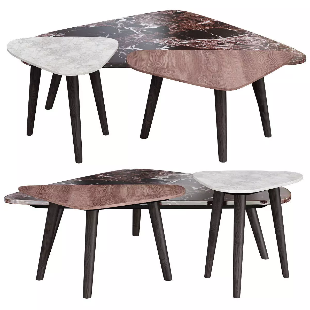 SET OF 3 STONE COFFEE TABLES 3d model Low-poly 3D model_0