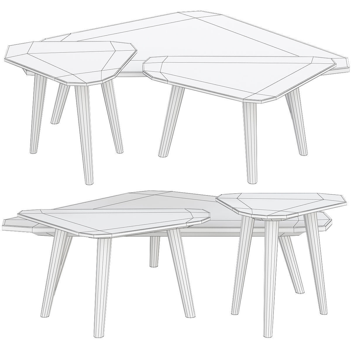 SET OF 3 STONE COFFEE TABLES 3d model Low-poly 3D model_1