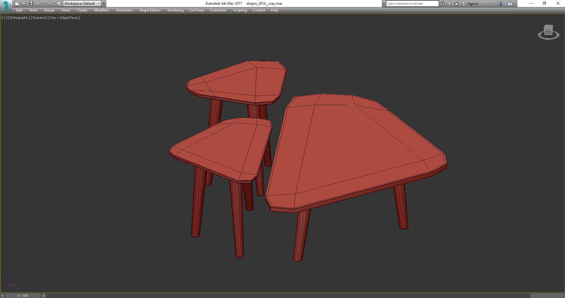 SET OF 3 STONE COFFEE TABLES 3d model Low-poly 3D model_3