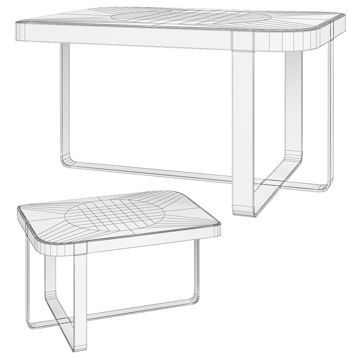 SET OF 3 STONE COFFEE TABLES 3d model Low-poly 3D model_1