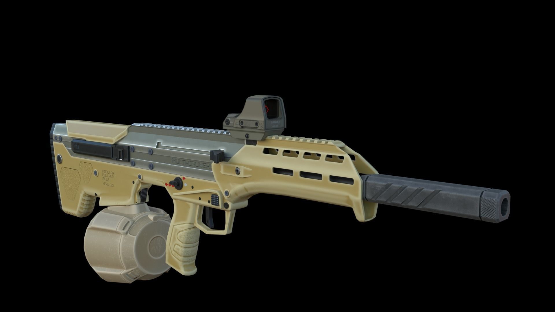 Modular Bullpup Rifle- Standard Variant   Low-poly 3D model_7