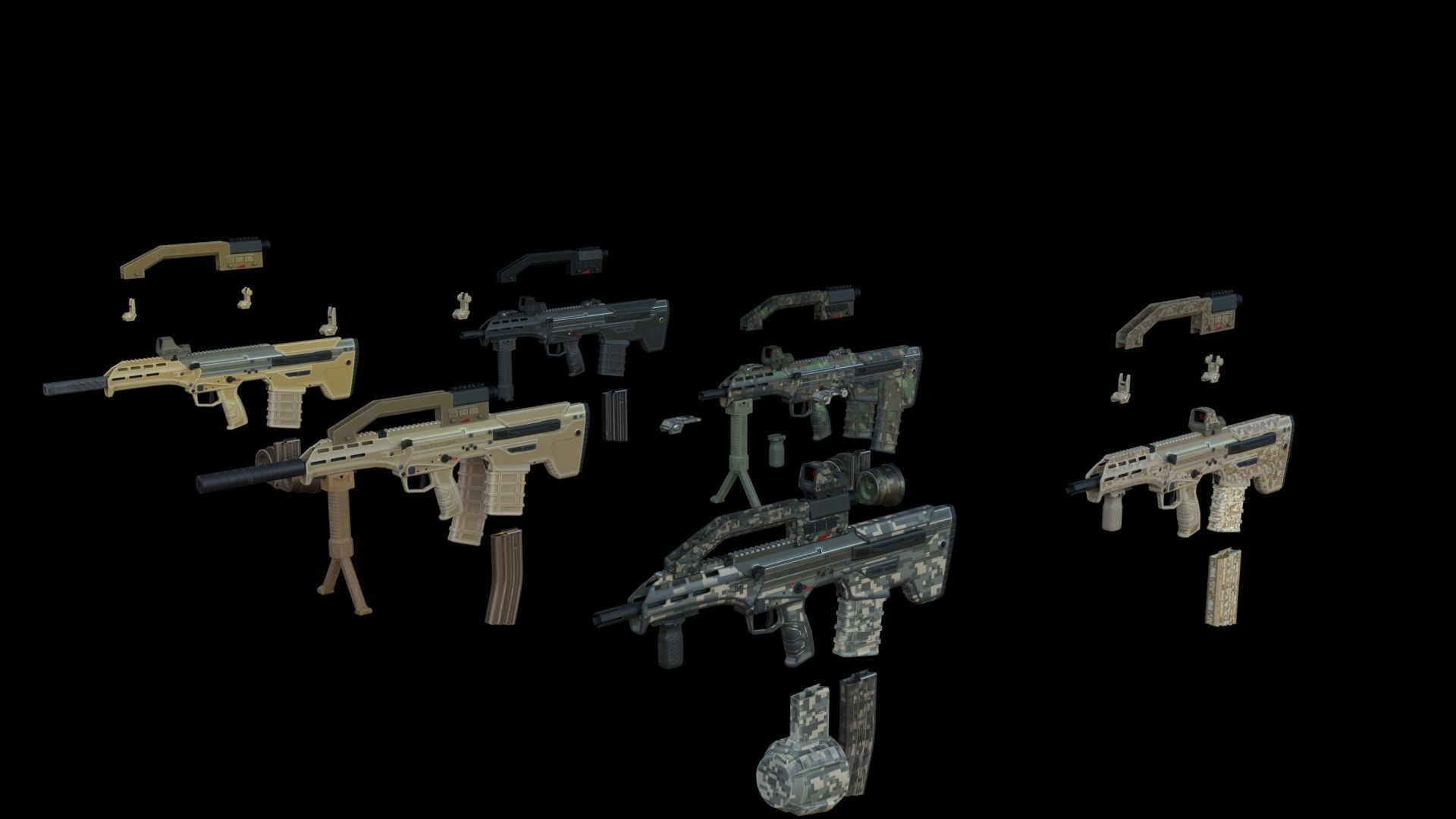 Modular Bullpup Rifle- Standard Variant   Low-poly 3D model_2