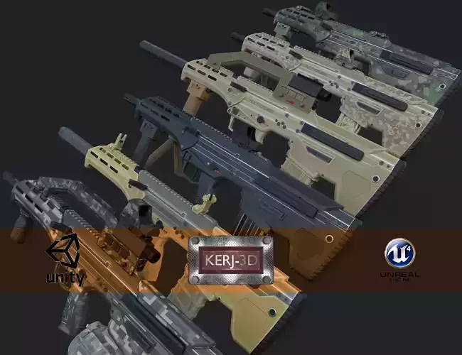 Modular Bullpup Rifle- Standard Variant   Low-poly 3D model