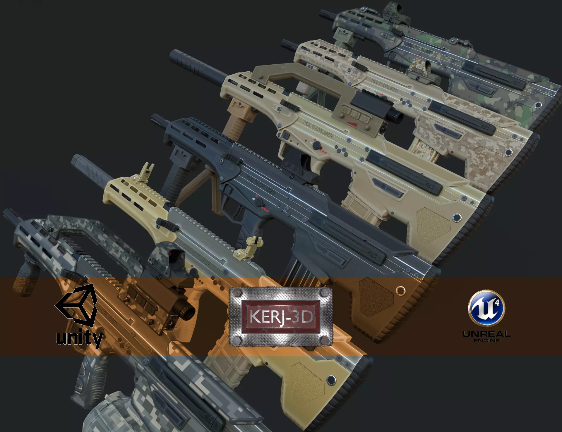 Modular Bullpup Rifle- Standard Variant   Low-poly 3D model_0