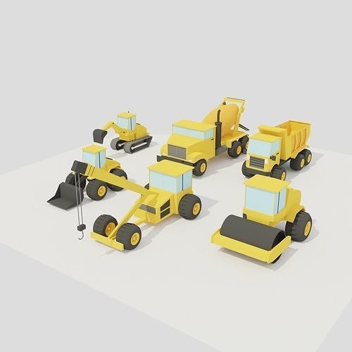 POLYGRUNT - Construction Vehicles Free low-poly 3D model