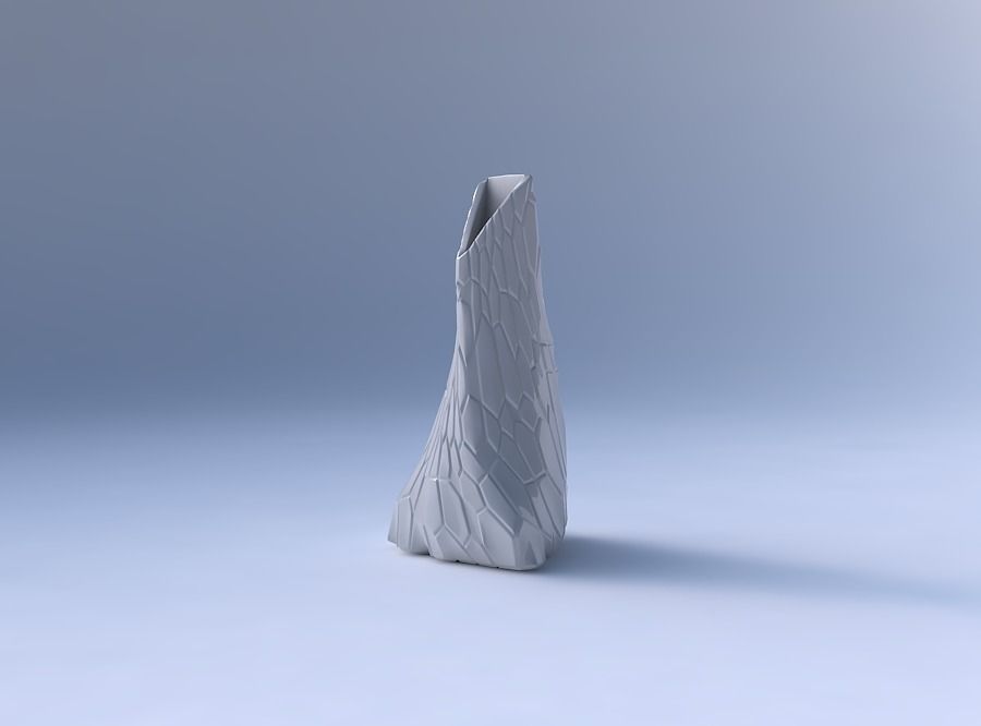 Vase twist grounded tipping triangle with organic cells 3D print model_4