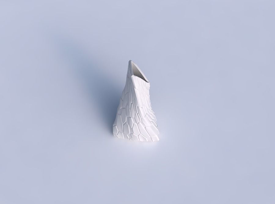 Vase twist grounded tipping triangle with organic cells 3D print model_1