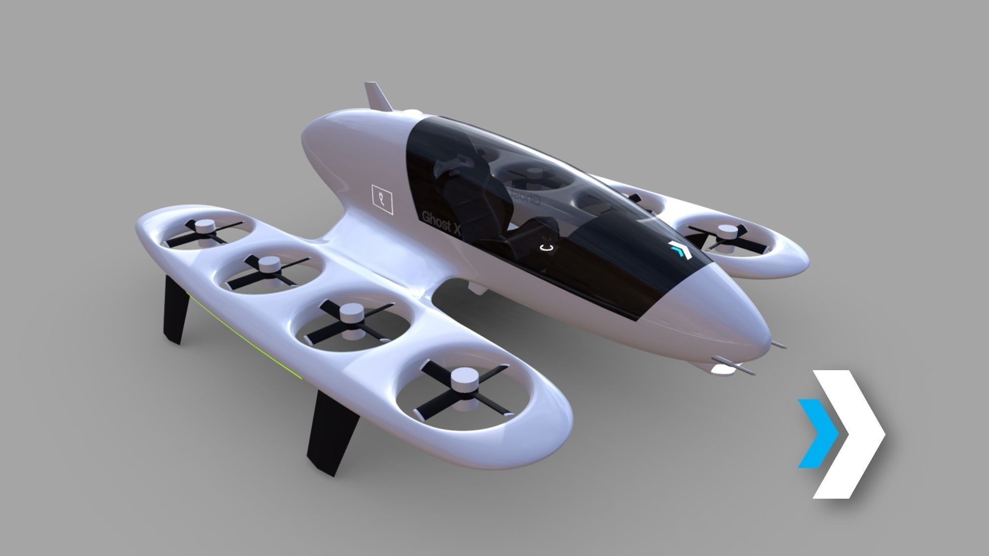 Ghost X V3 eVTOL aircraft 3D model_1