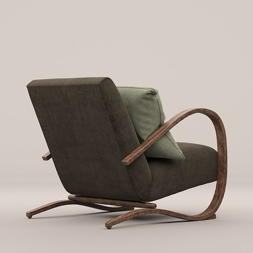 Curved arm Sugar armchair 3D model 4