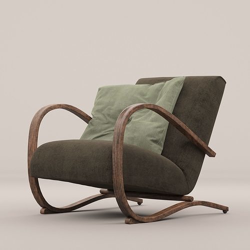 Curved arm Sugar armchair 3D model 2