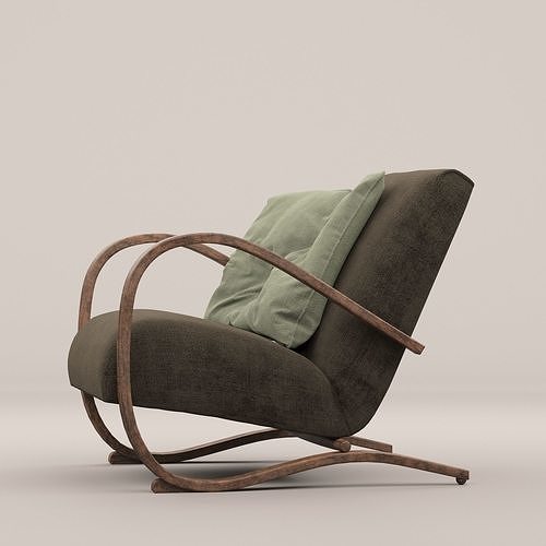 Curved arm Sugar armchair 3D model 5