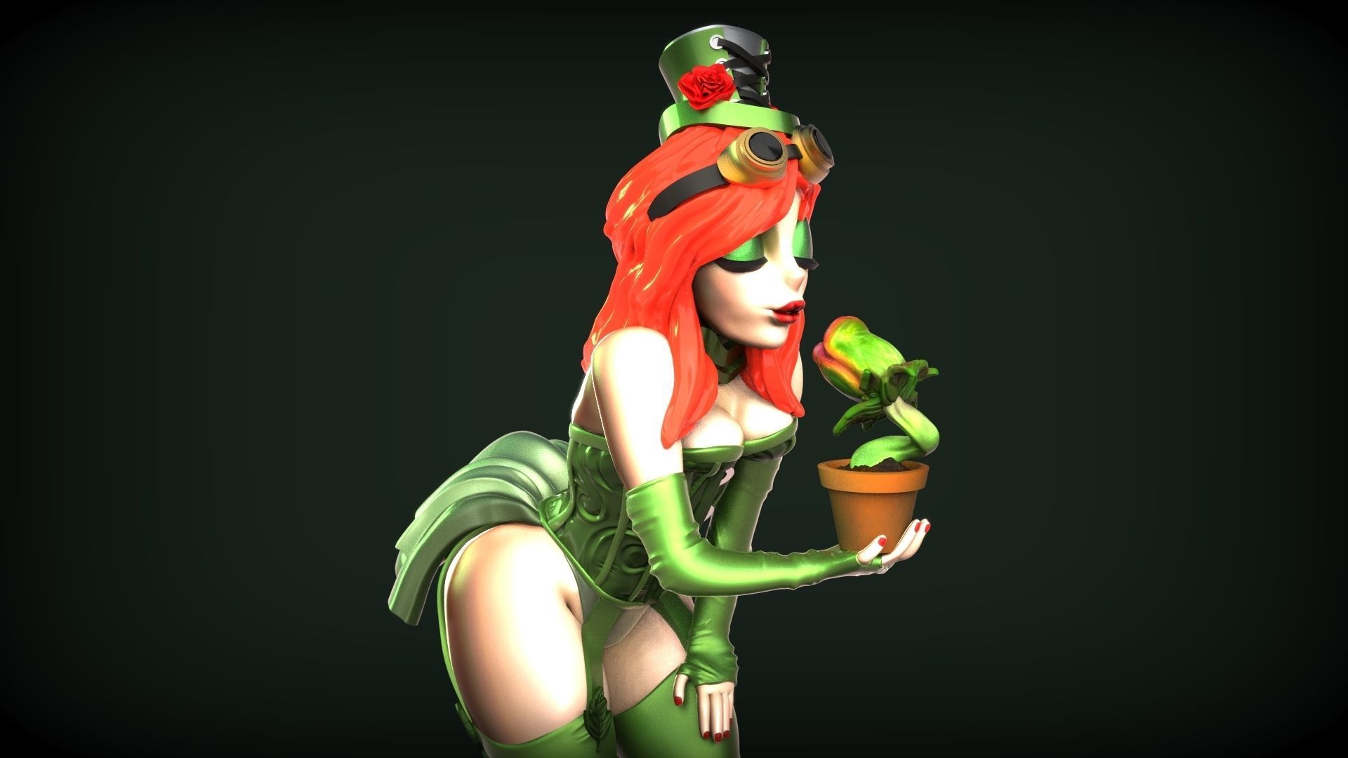 Poison Ivy Steampunk Pinup 3D print model_20