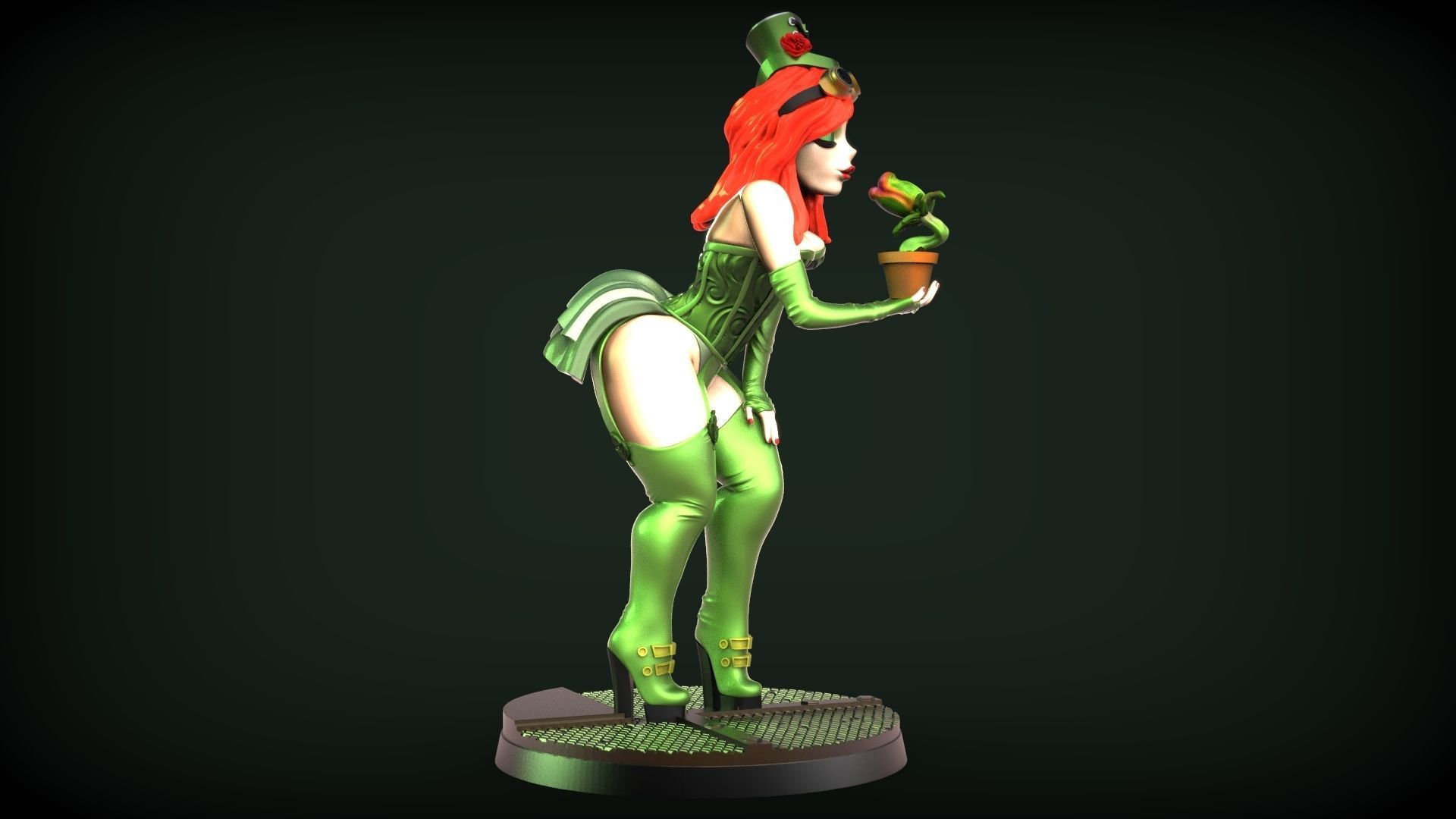 Poison Ivy Steampunk Pinup 3D print model_7