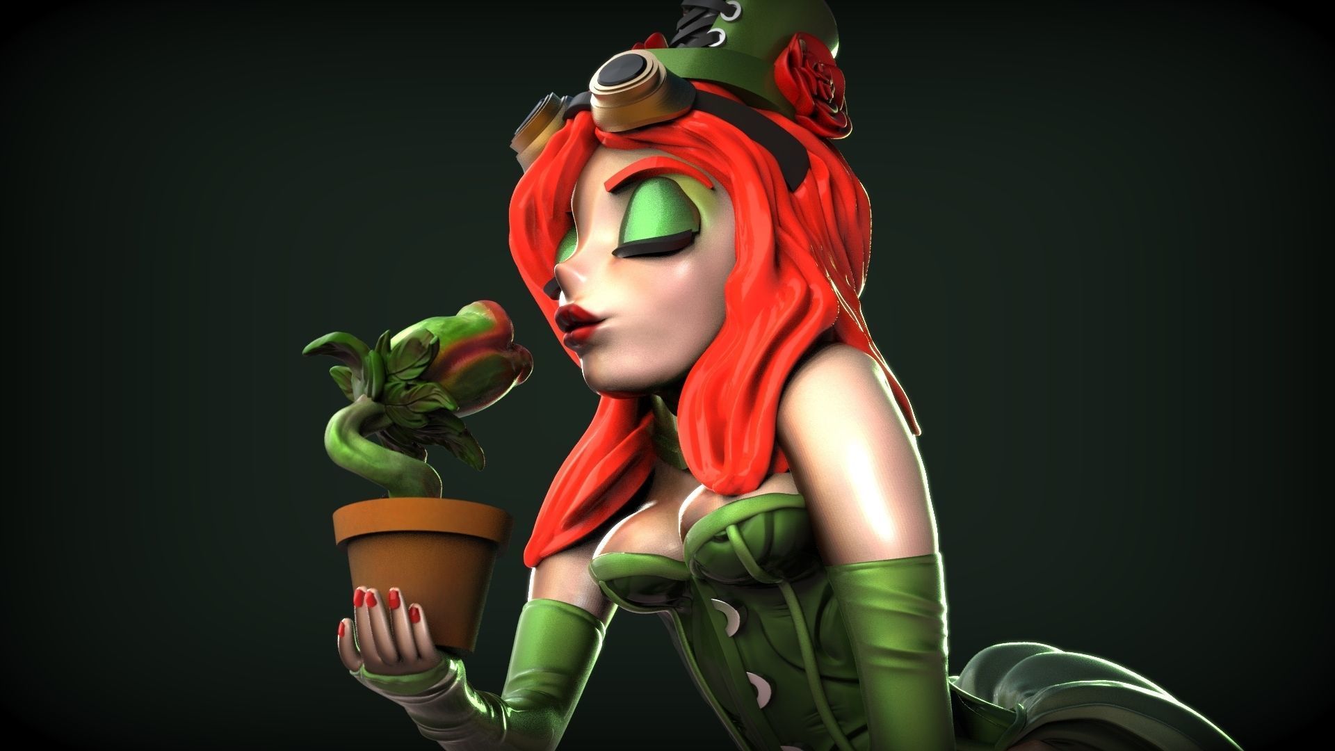 Poison Ivy Steampunk Pinup 3D print model_18