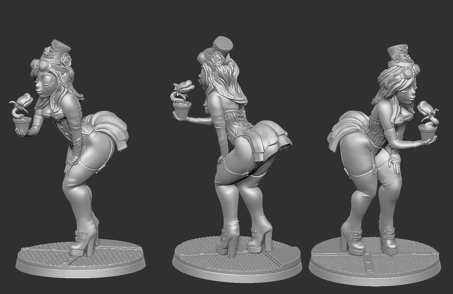 Poison Ivy Steampunk Pinup 3D print model_0