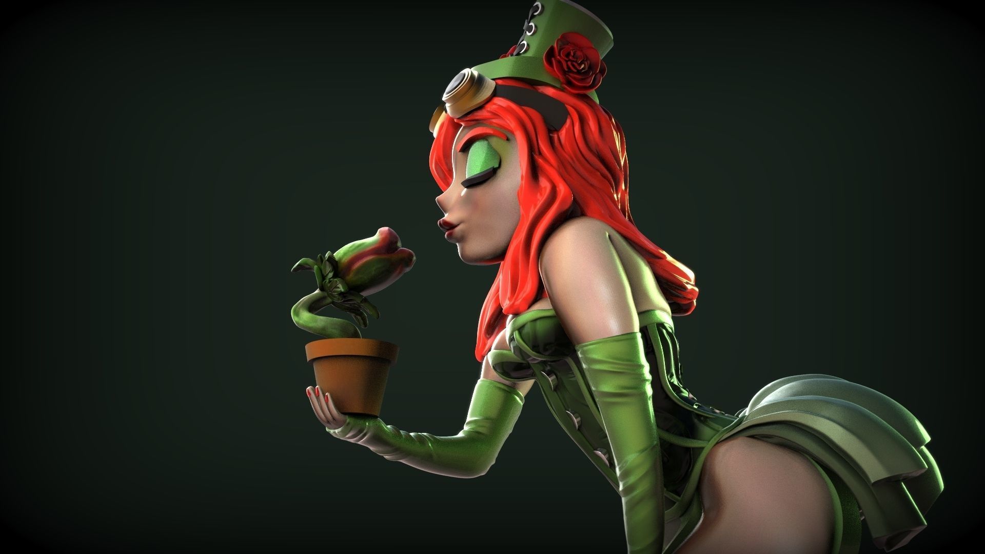 Poison Ivy Steampunk Pinup 3D print model_19