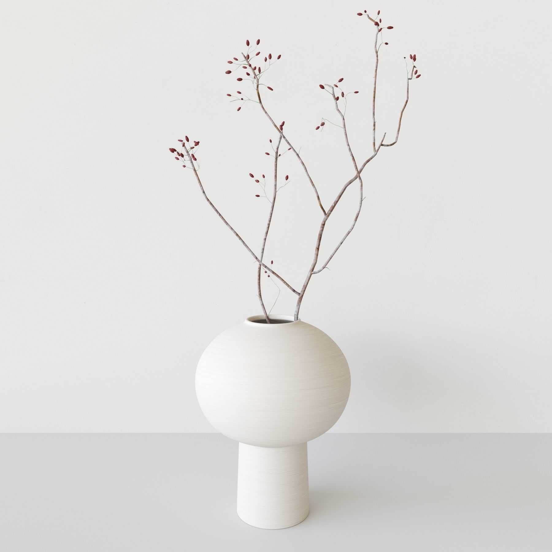 brushed ceramic vase with a branch 3D model_10