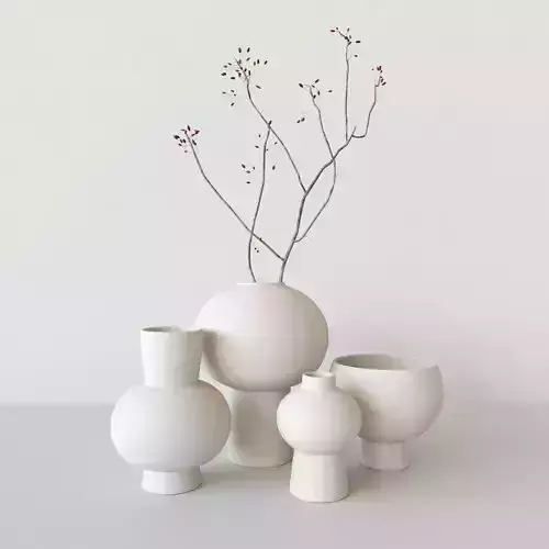 brushed ceramic vase with a branch