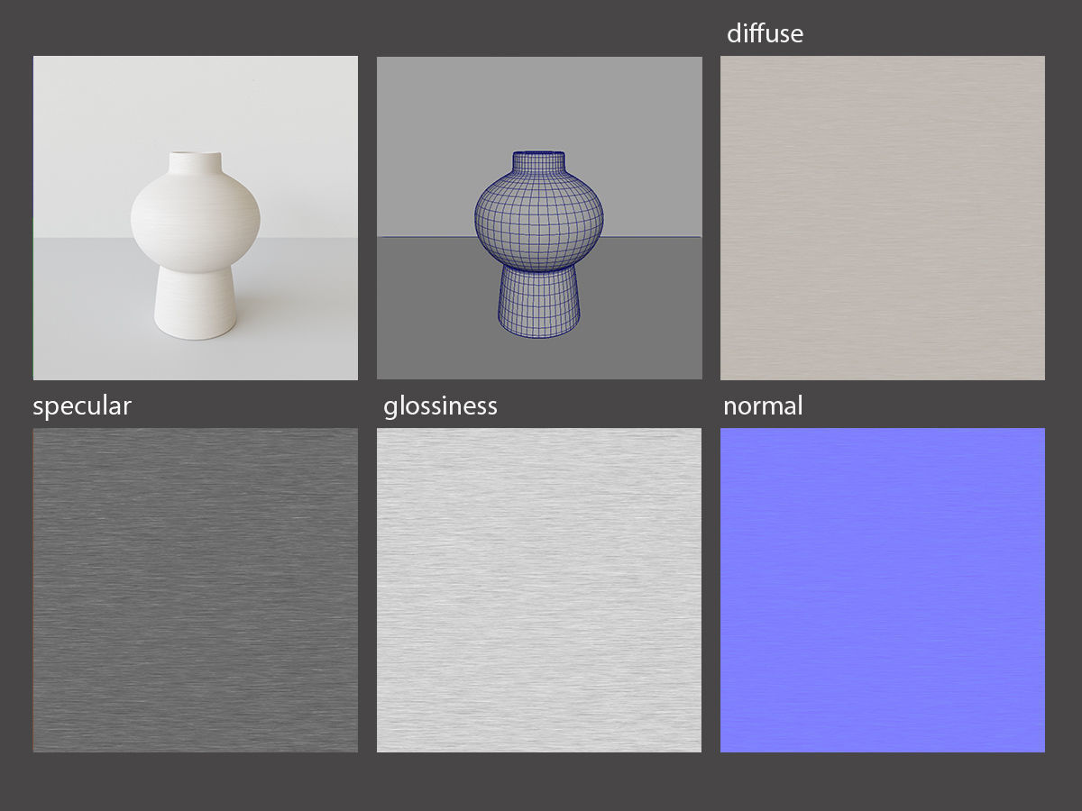 brushed ceramic vase with a branch 3D model_5