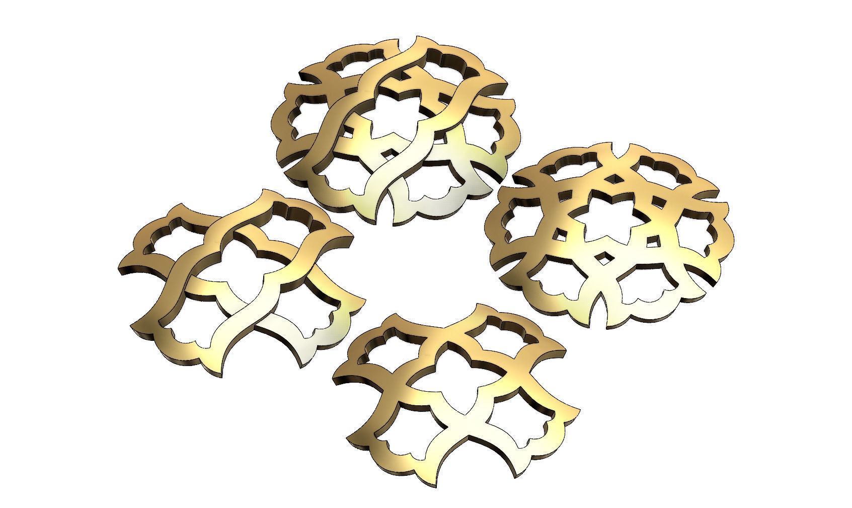 Arabian pattern rounded pendants and earrings  3D print model_2