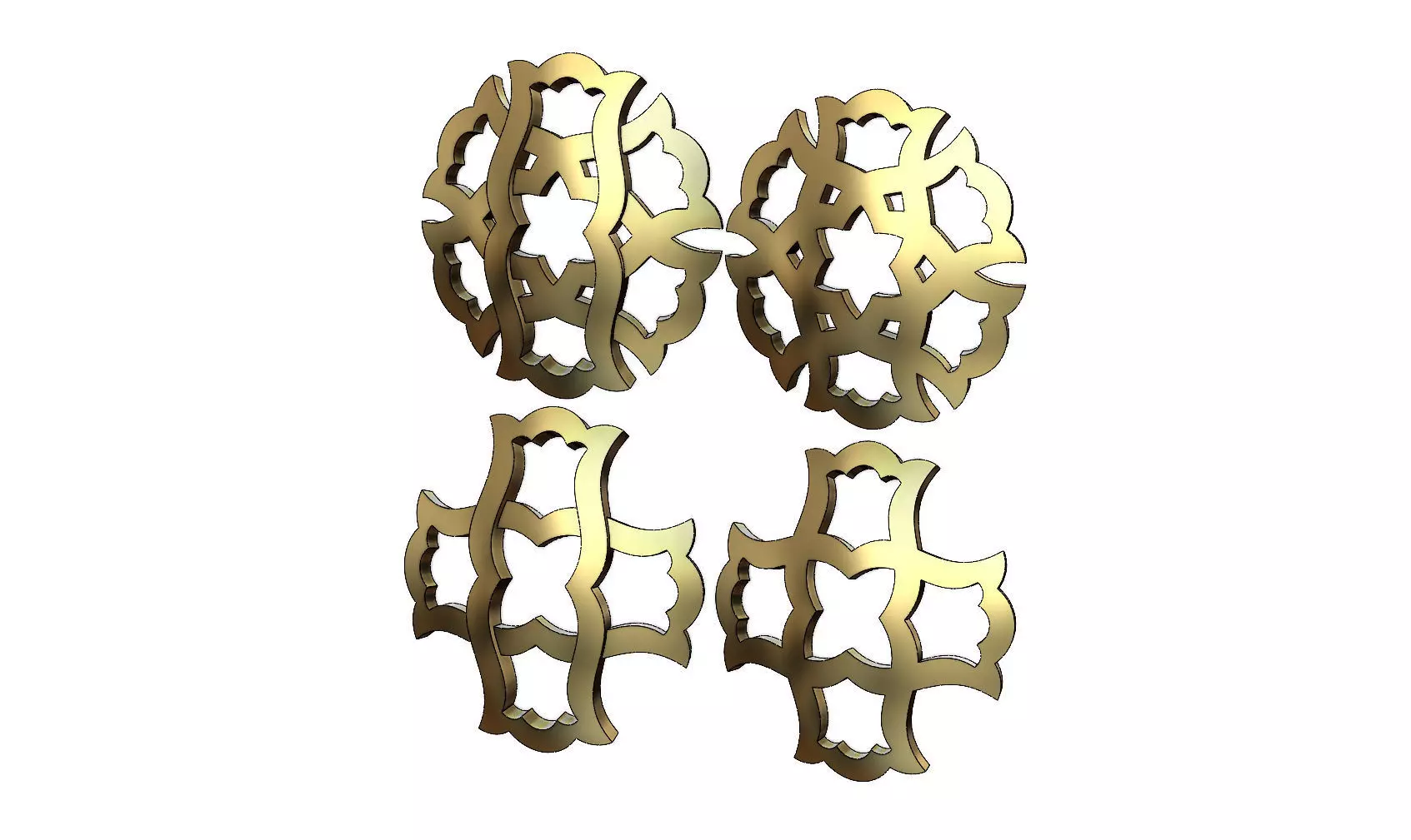 Arabian pattern rounded pendants and earrings  3D print model_0