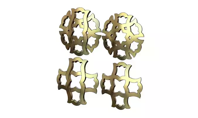 Arabian pattern rounded pendants and earrings  3D print model