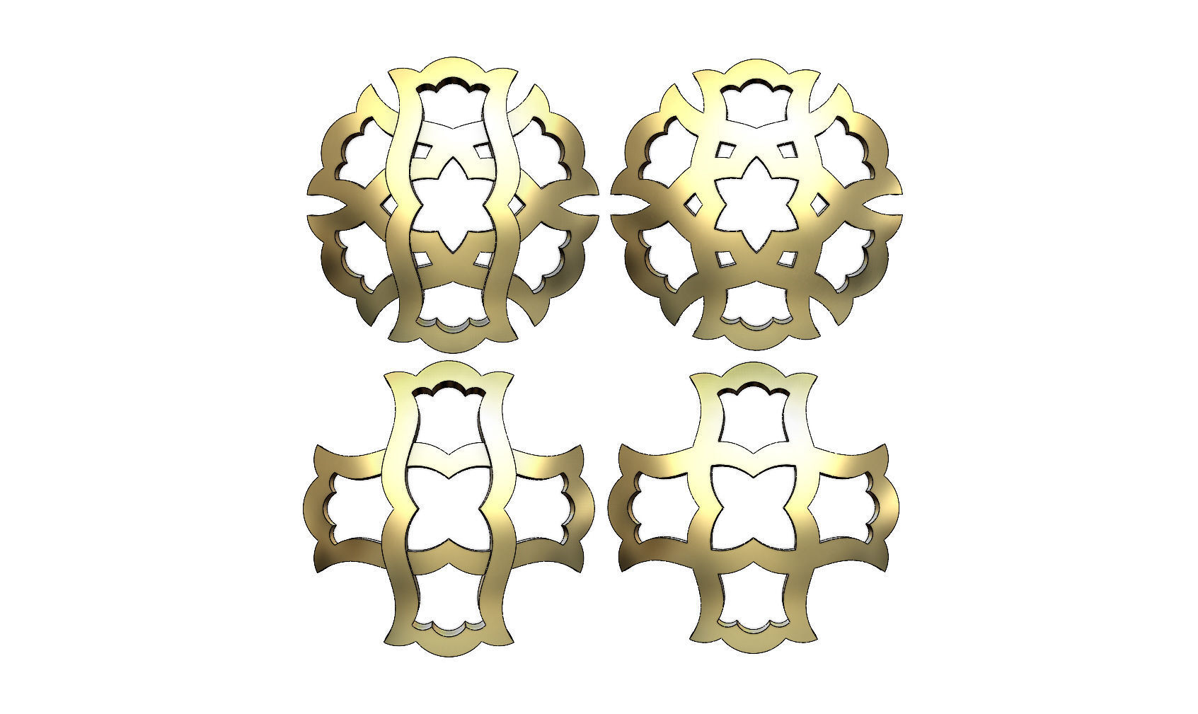 Arabian pattern rounded pendants and earrings  3D print model_1