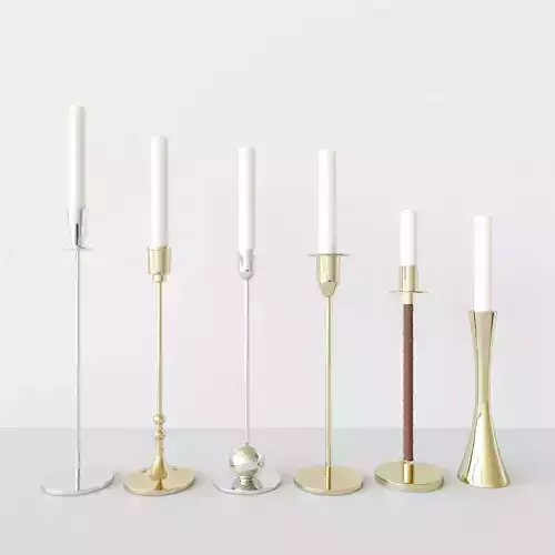 Candleholder Set candlestick in brass with candle