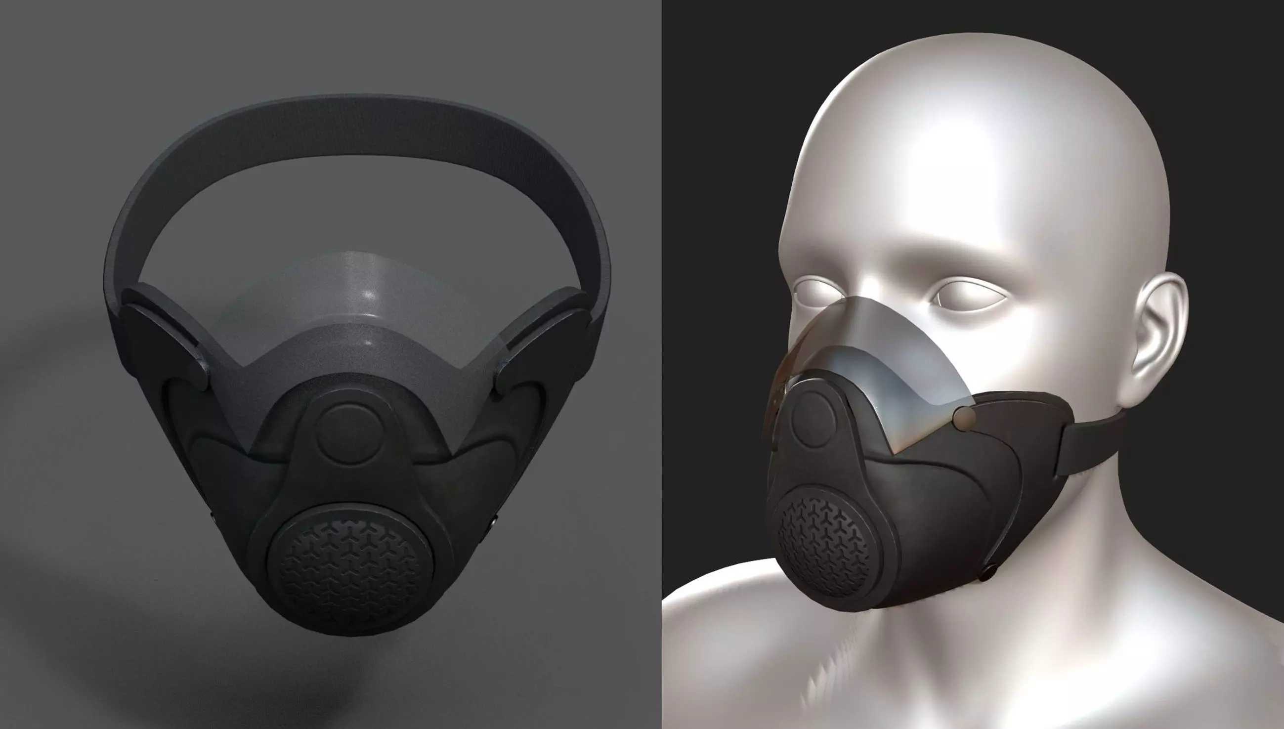 Gas mask protection futuristic technology fantasy  Low-poly 3D model_0