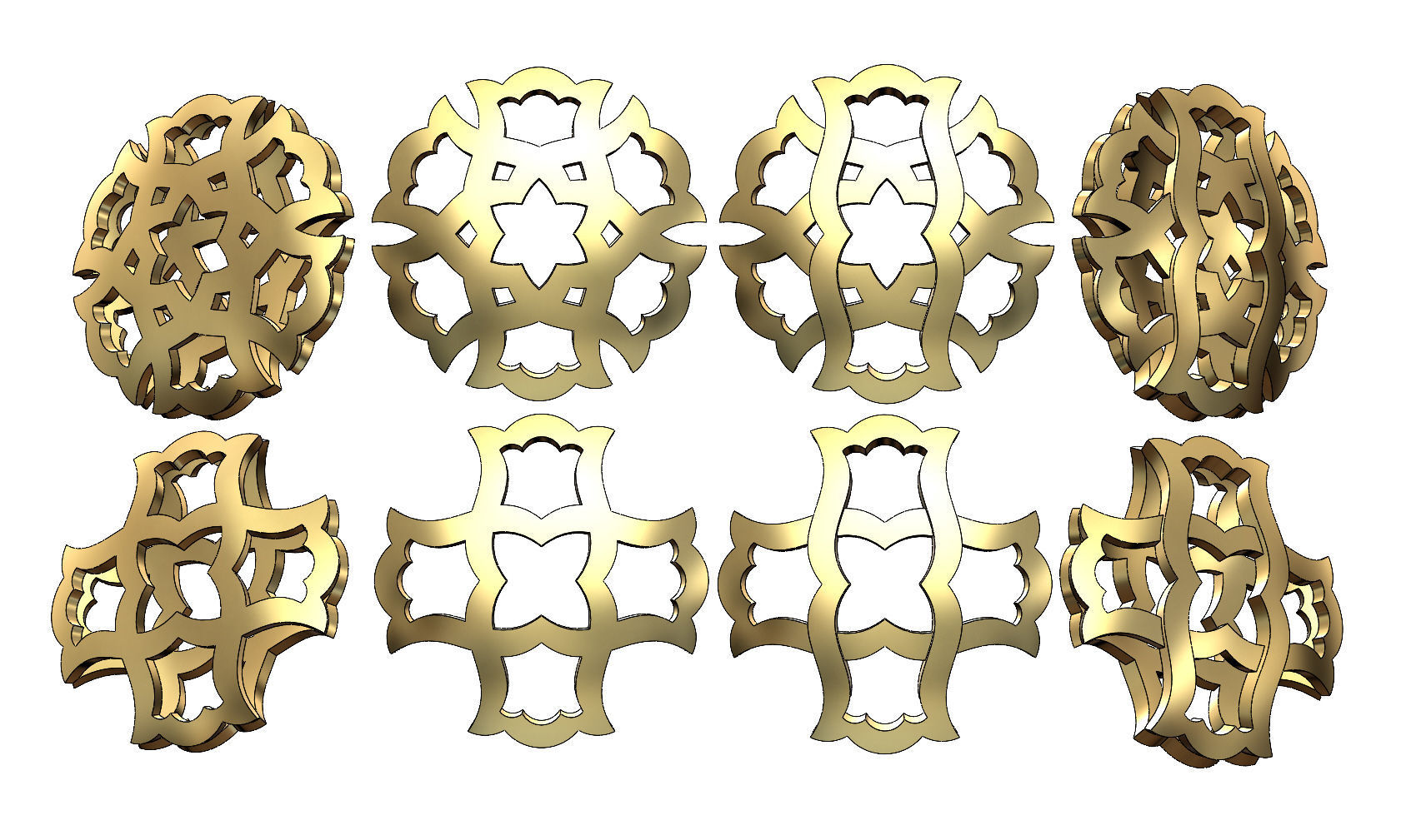 Double sided arabian pattern  pendants and earrings  3D print model_3