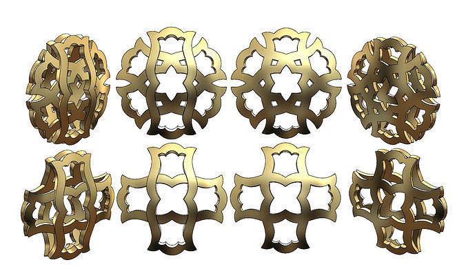 Double sided arabian pattern  pendants and earrings  3D print model