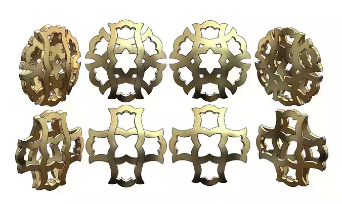 Double sided arabian pattern  pendants and earrings  3D print model
