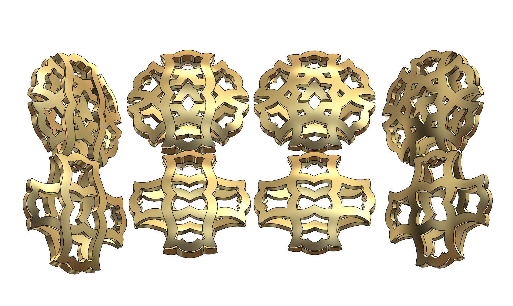 Double sided arabian pattern  pendants and earrings  3D print model_1