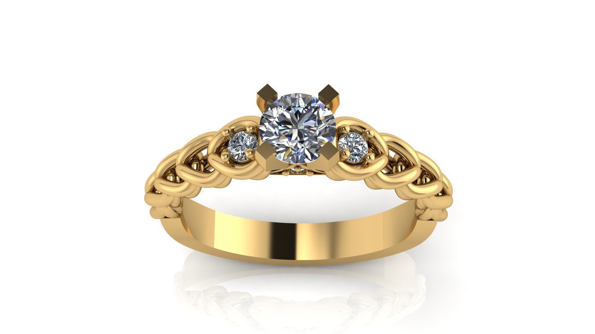 Solitare Ring  3D print model_3