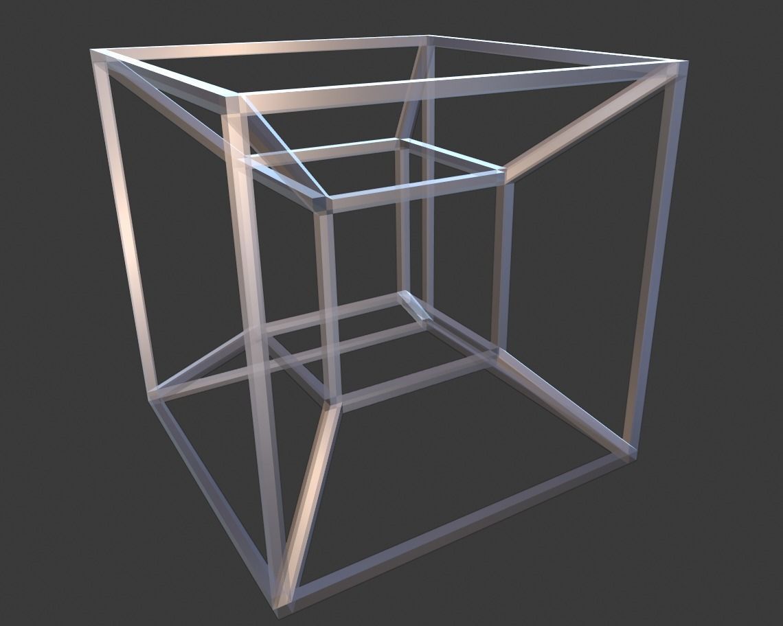Tesseract metal cube 3D print model_3