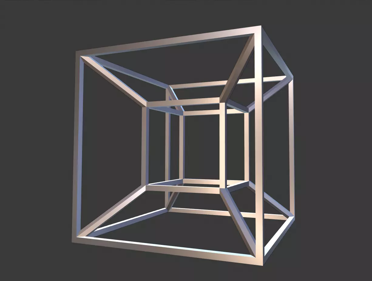 Tesseract metal cube 3D print model_0