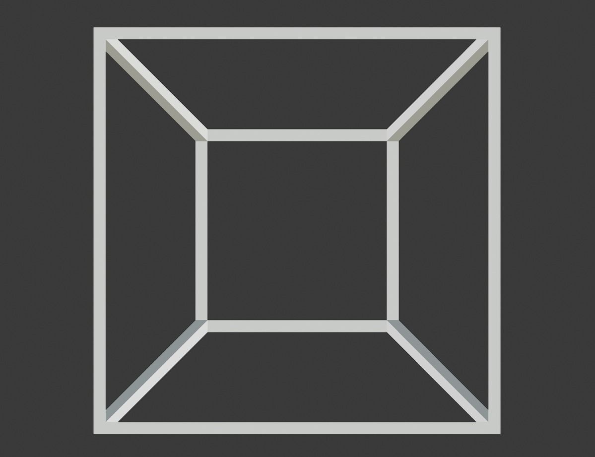 Tesseract metal cube 3D print model_4