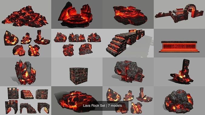 Lava Rock Set 3D Model Collection
