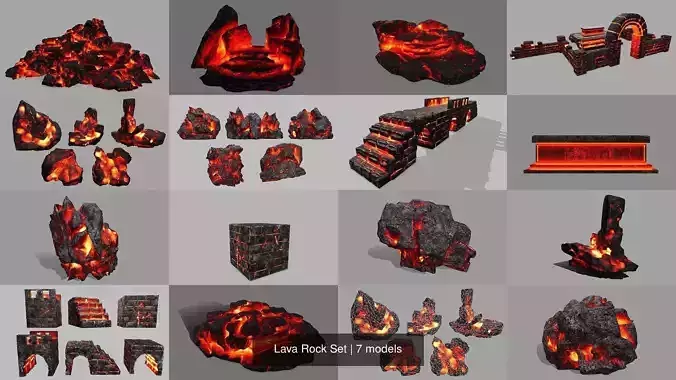 Lava Rock Set 3D Model Collection Lava Rock Set 3D Model Collection