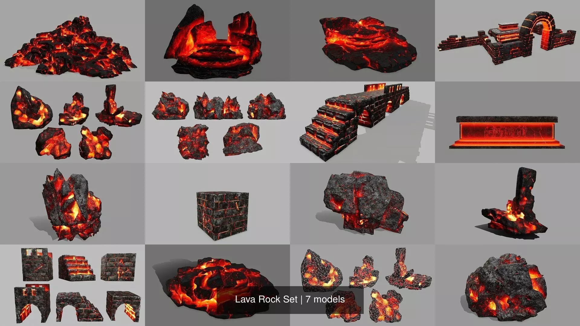 Lava Rock Set 3D Model Collection_0