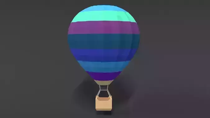 Low Poly Cartoon Hot Air Balloon