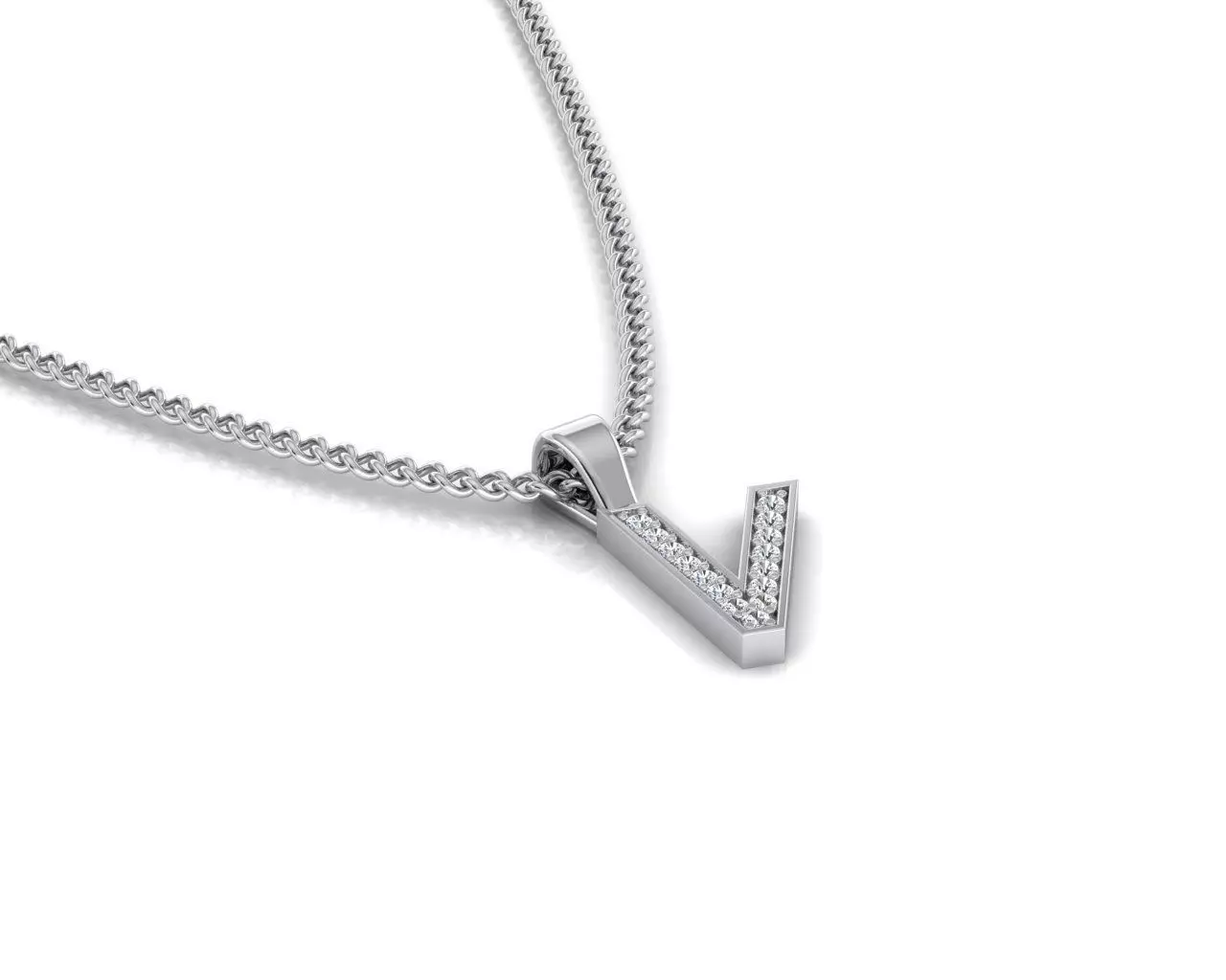 Pendant V letter 3D print model_0